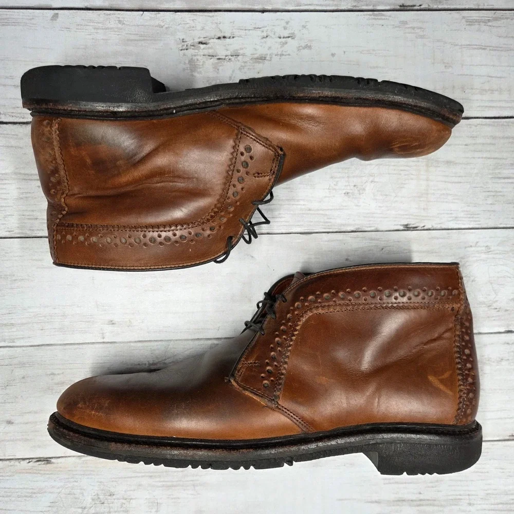 Allen‎ Edmonds Bellevue Chukka Boots Mens 9 B Brown Leather Brogue USA